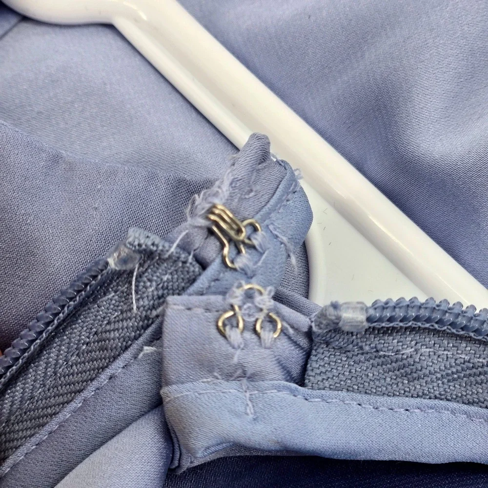 Abercrombie & Fitch Draped Twist Satin Maxi Dress Blue Backless Slit Homecoming